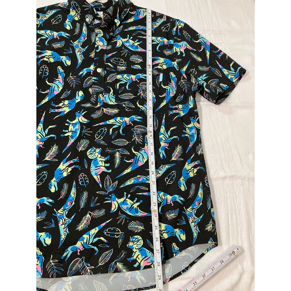 Chubbies Weekend Wear Dinosaur Print Shirt Mens Large Black S/S Retired Popover - Picture 5 of 11